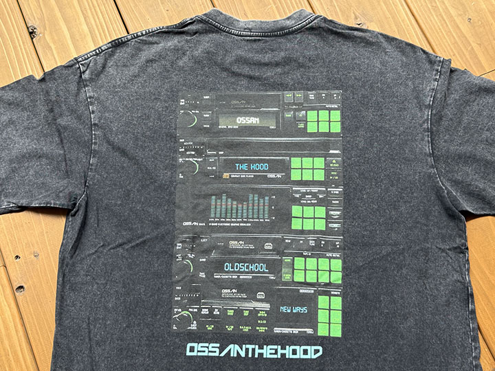 OSSANTHEHOOD dye washed Tshirt (six buttons) / washed black