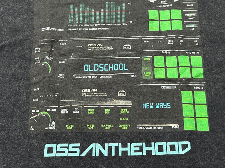 OSSANTHEHOOD dye washed Tshirt (six buttons) / washed black