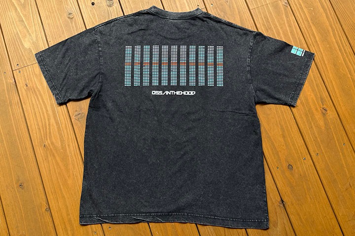 OSSANTHEHOOD dye washed Tshirt (equalizer) / washed black