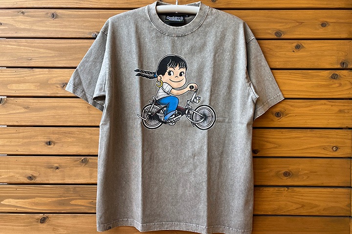 OSSANTHEHOOD 8.2oz dye Tshirt (bike) / light gray washed