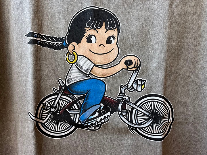 OSSANTHEHOOD 8.2oz dye Tshirt (bike) / light gray washed