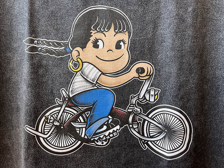 OSSANTHEHOOD 8.2oz dye Tshirt (bike) / black washed