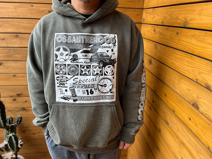 OSSANTHEHOOD 12oz. pullover hood (more bounce) / washed black