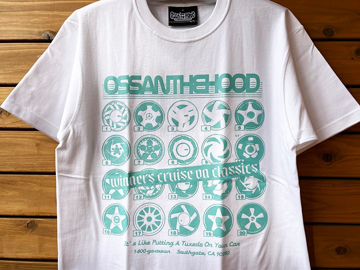 OSSANTHEHOOD 7.2oz heavyweight Tshirt (rim) / white x turquoise