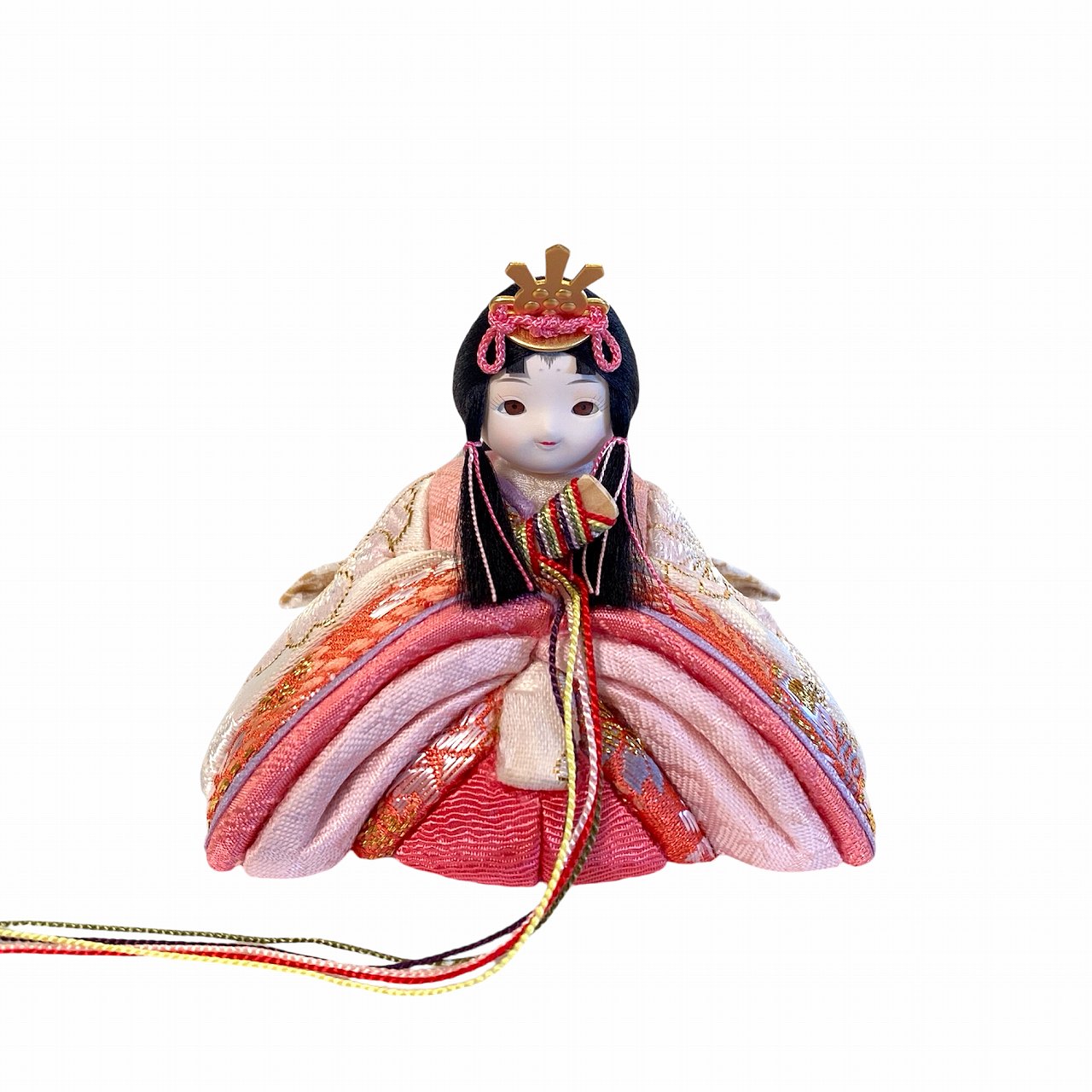 rico梨花（りんか）木目込み親王飾り雛人形 木台 亜麻色桜刺繍屏風