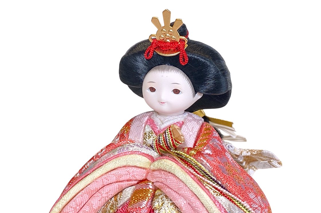 rico美琴（みこと）木目込み親王飾り雛人形 高岡塗台 白布地に金彩屏風