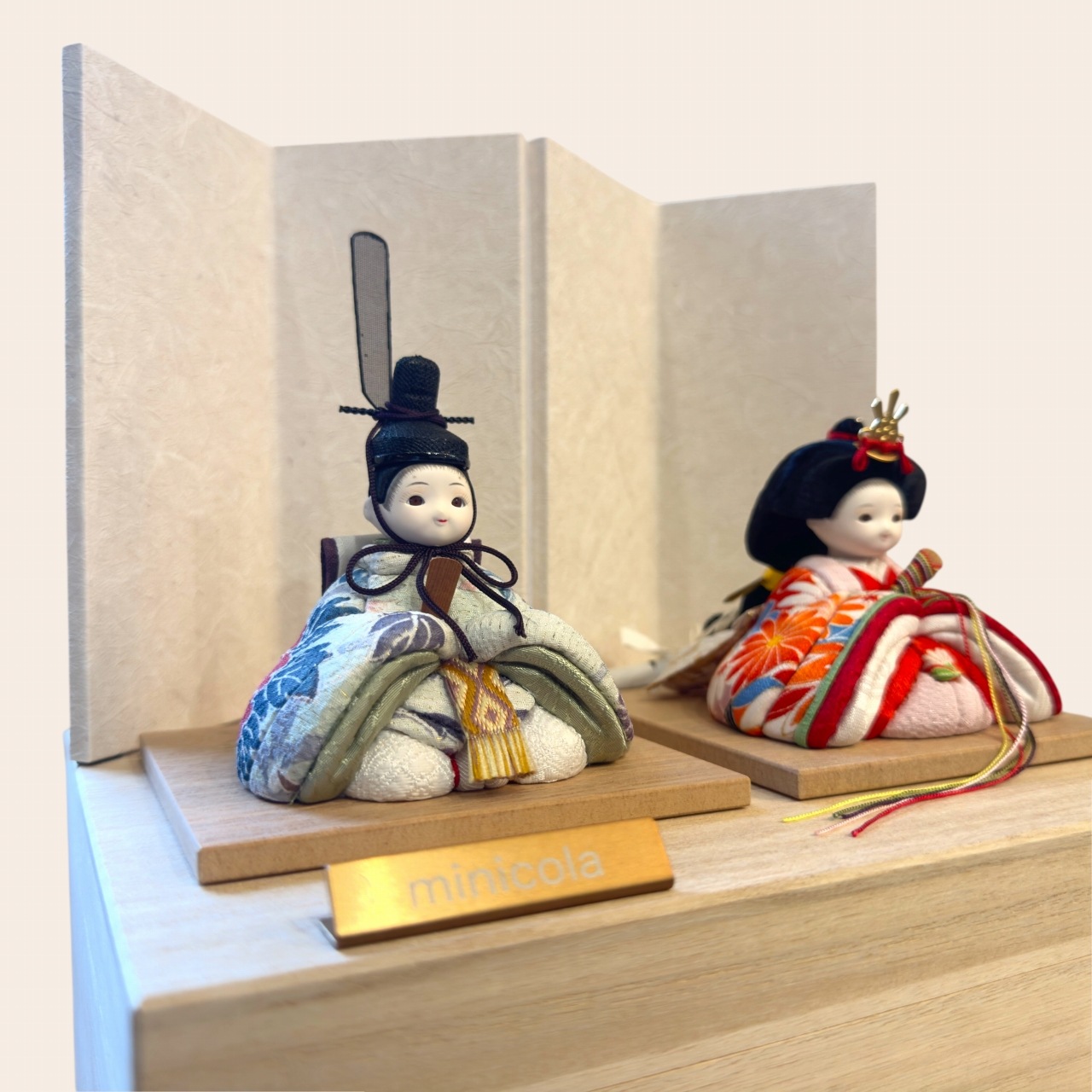 rico乃愛（のあ）木目込み親王飾り雛人形 ミニ桐箱台 白妙屏風 | 飾り