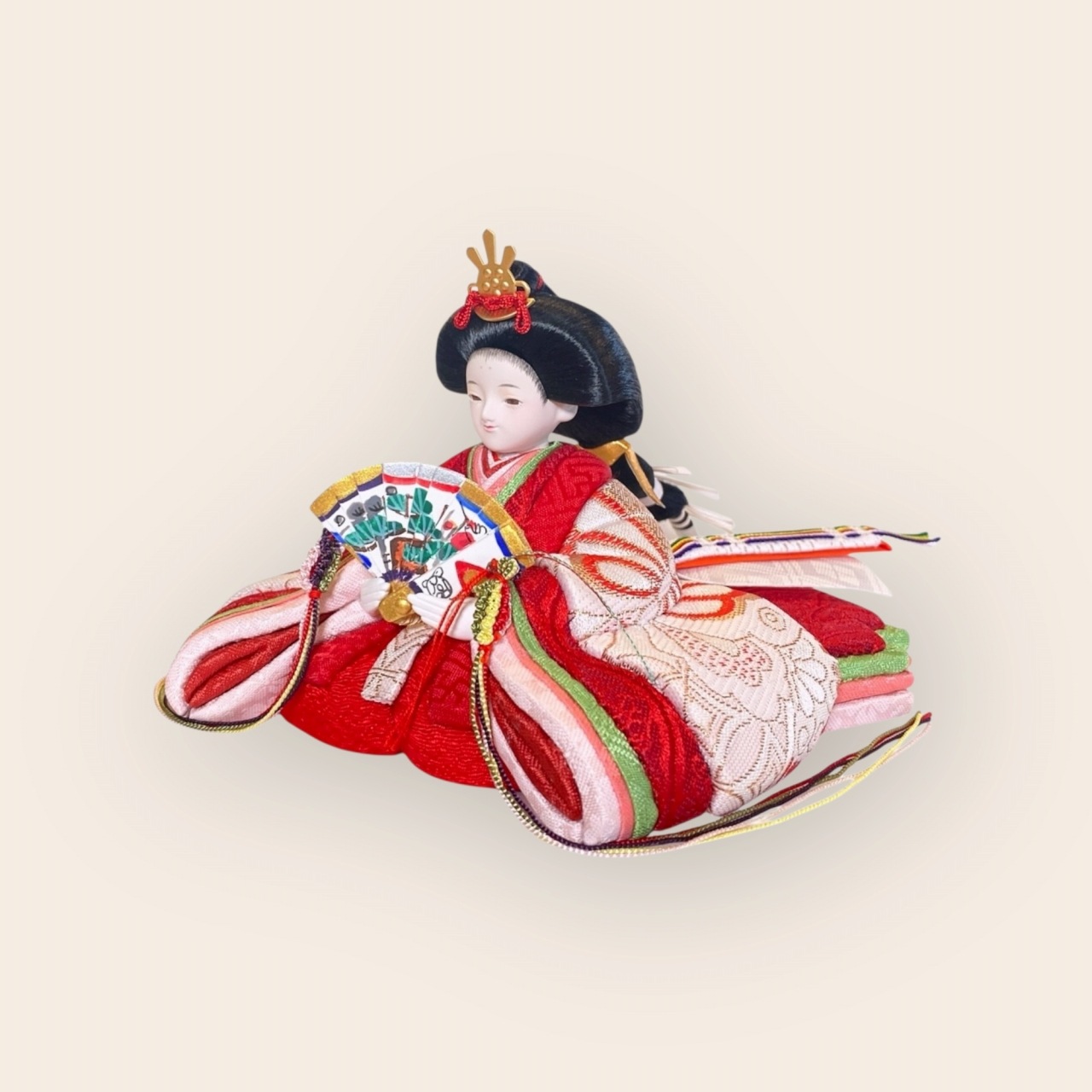 rico-粋-きょうか 木目込み親王飾り雛人形 木台 麻落水和紙桜花屏風