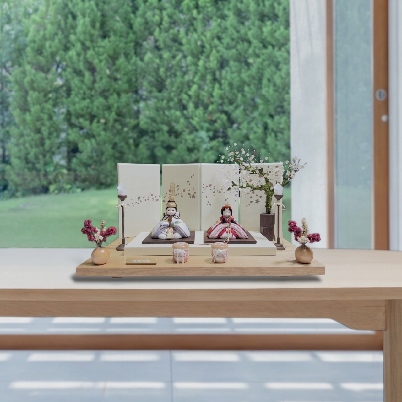 rico美月（みづき）木目込み親王飾り雛人形 高岡塗台 ミルキー桜蒔絵