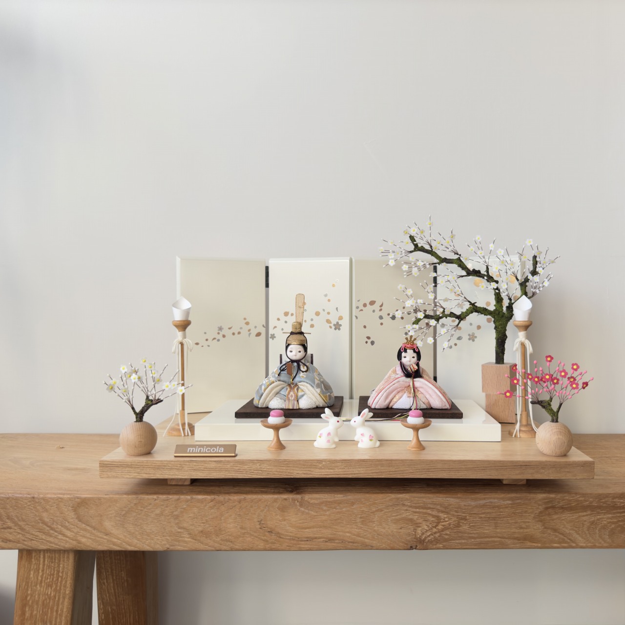 rico茉誉（まほろ）木目込み親王飾り雛人形 高岡塗台 ミルキー桜蒔絵