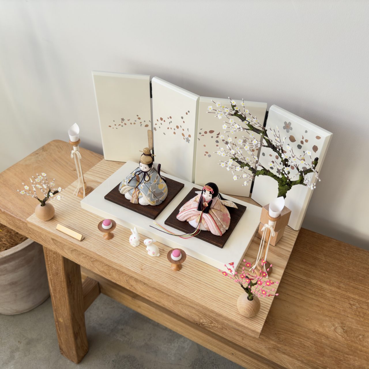 rico茉誉（まほろ）木目込み親王飾り雛人形 高岡塗台 ミルキー桜蒔絵