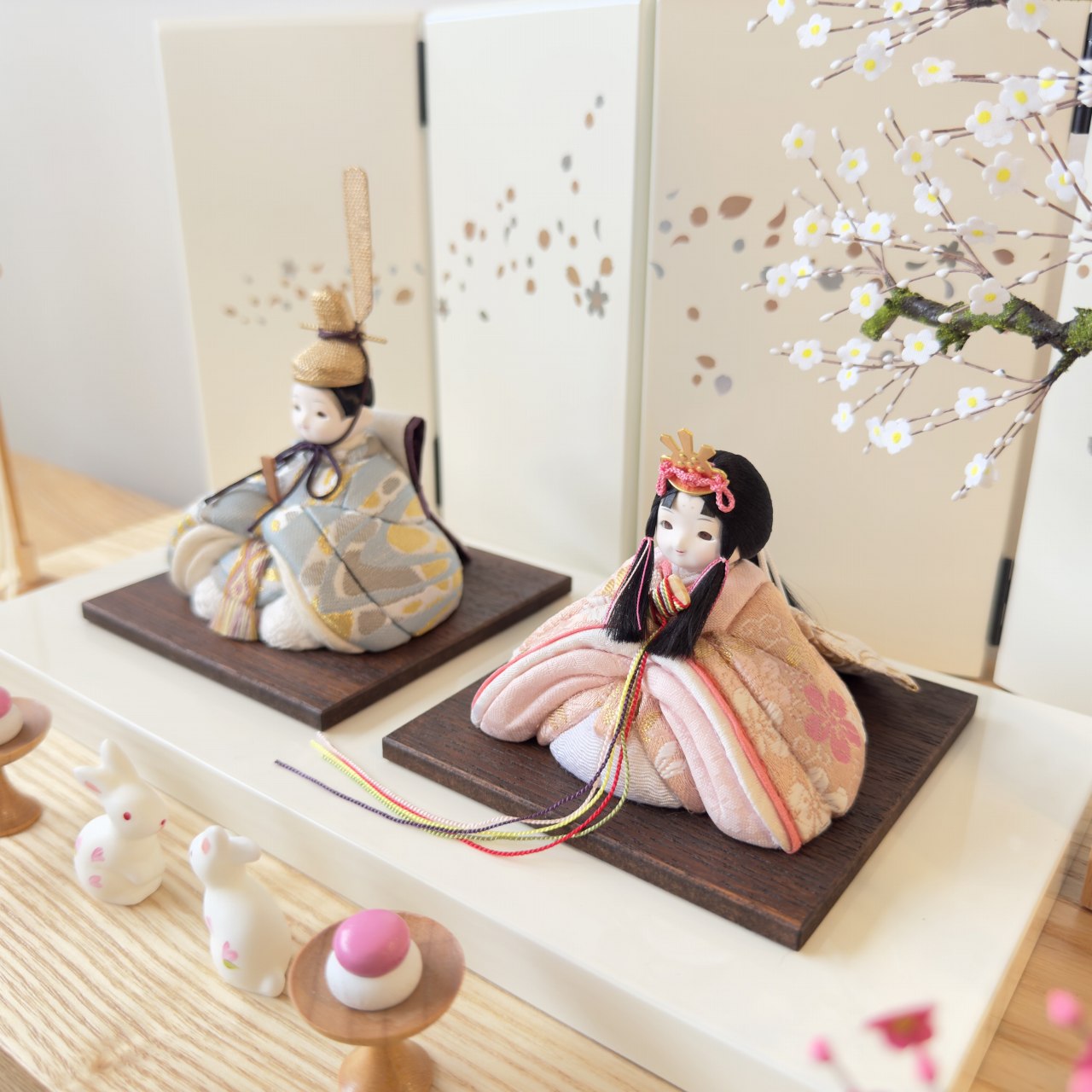 rico茉誉（まほろ）木目込み親王飾り雛人形 高岡塗台 ミルキー桜蒔絵