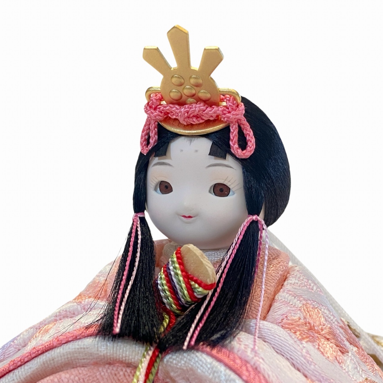 rico紗香（さやか）木目込み親王飾り雛人形 ぺブルグレー台 亜麻色桜