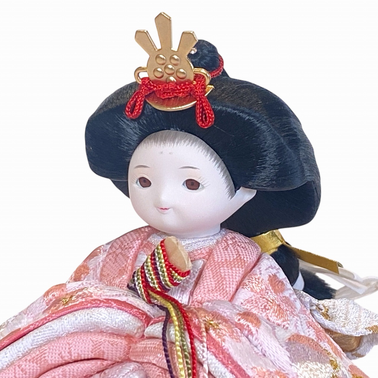 rico紗香（さやか）木目込み親王飾り雛人形 ぺブルグレー台 亜麻色桜