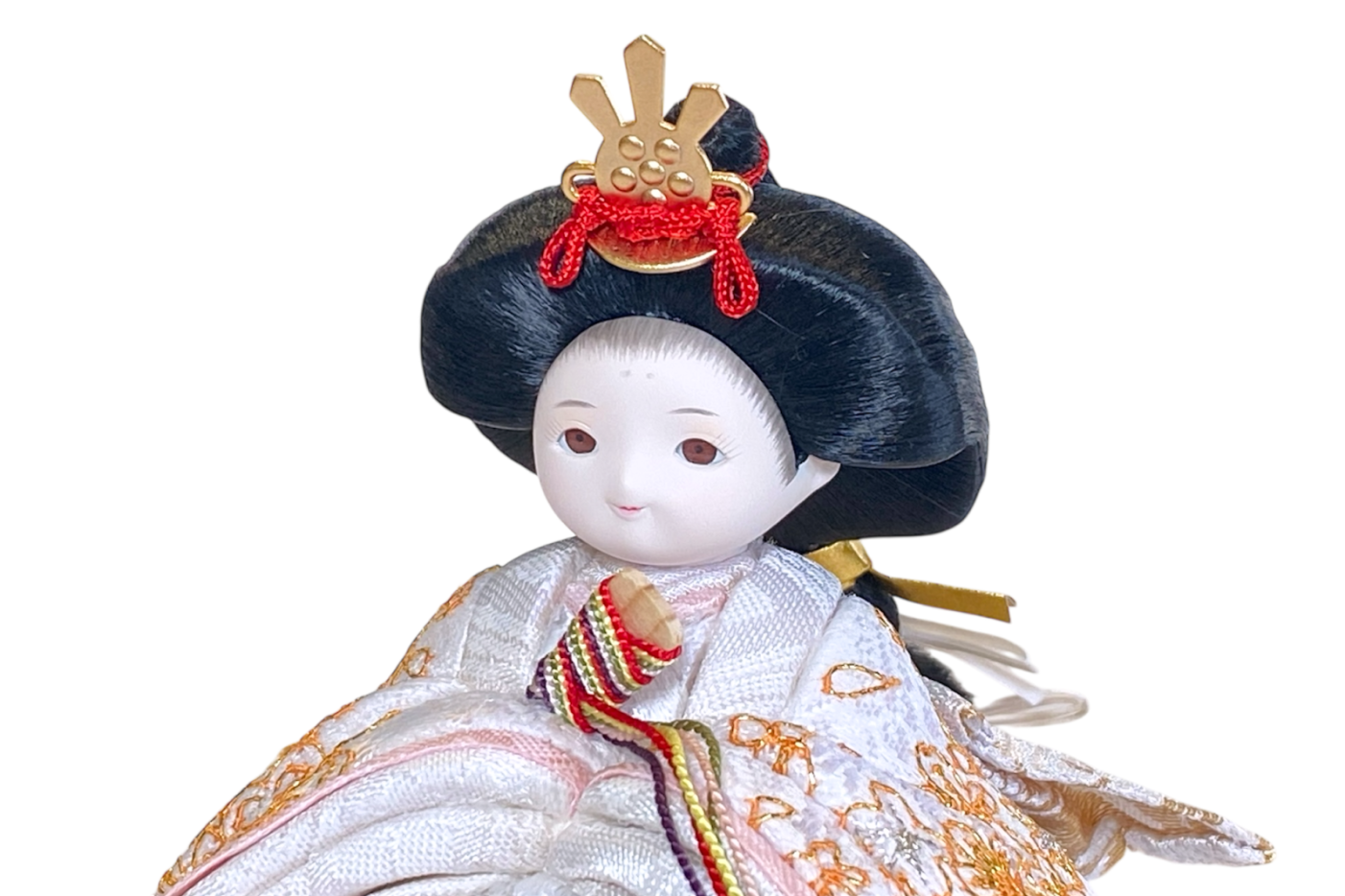 年間飾れる珊瑚、幸せお雛様 rico真愛（まな）木目込み親王飾り雛人形 高岡塗台 ミルキー屏風