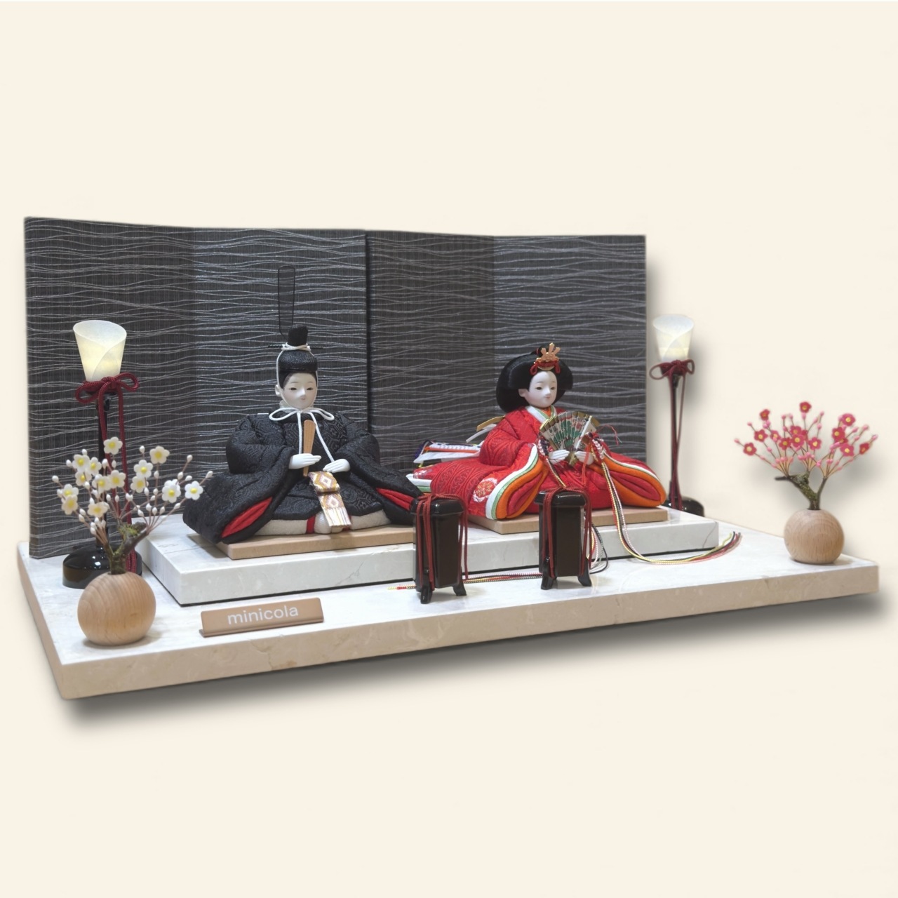 rico-粋-みやび 木目込み親王飾り雛人形 マーブルレクタステップ台 悠