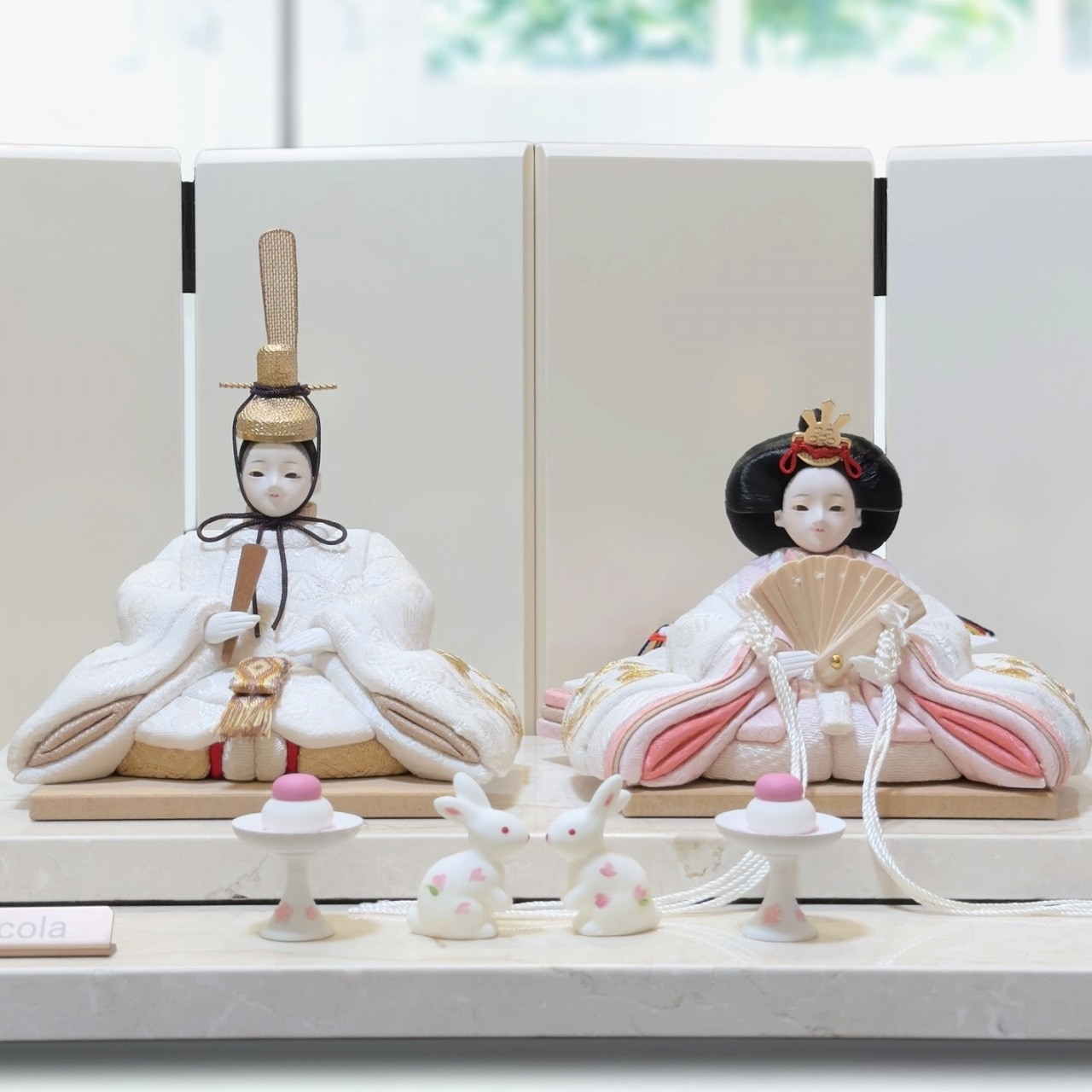 rico-粋-さくら 木目込み親王飾り雛人形 マーブルレクタステップ台