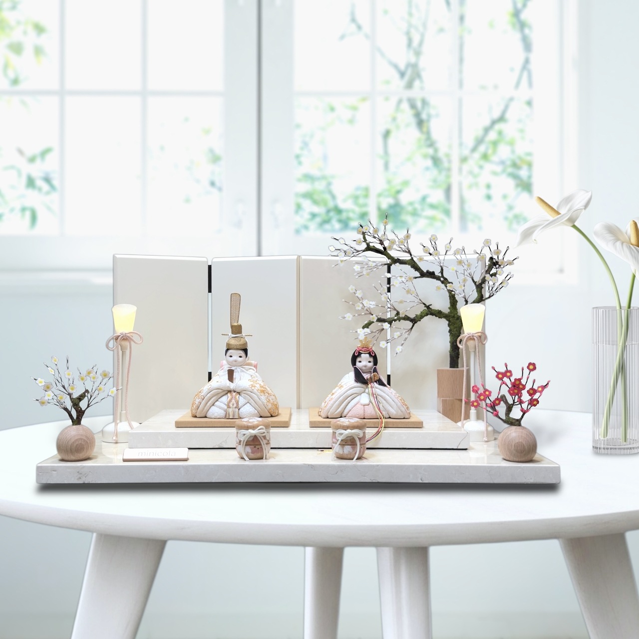 rico真愛（まな）木目込み親王飾り雛人形 マーブルレクタステップ台