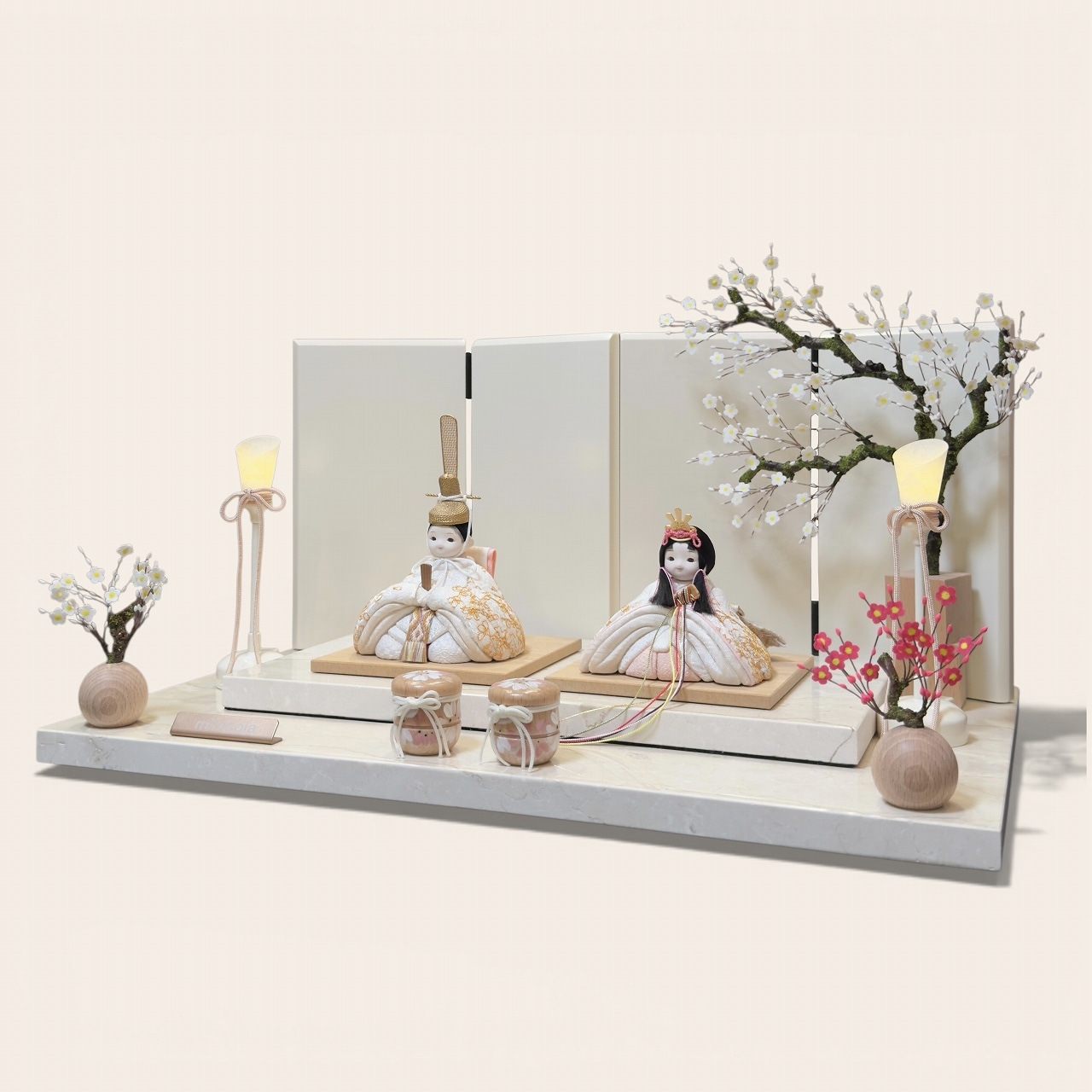 rico真愛（まな）木目込み親王飾り雛人形 マーブルレクタステップ台