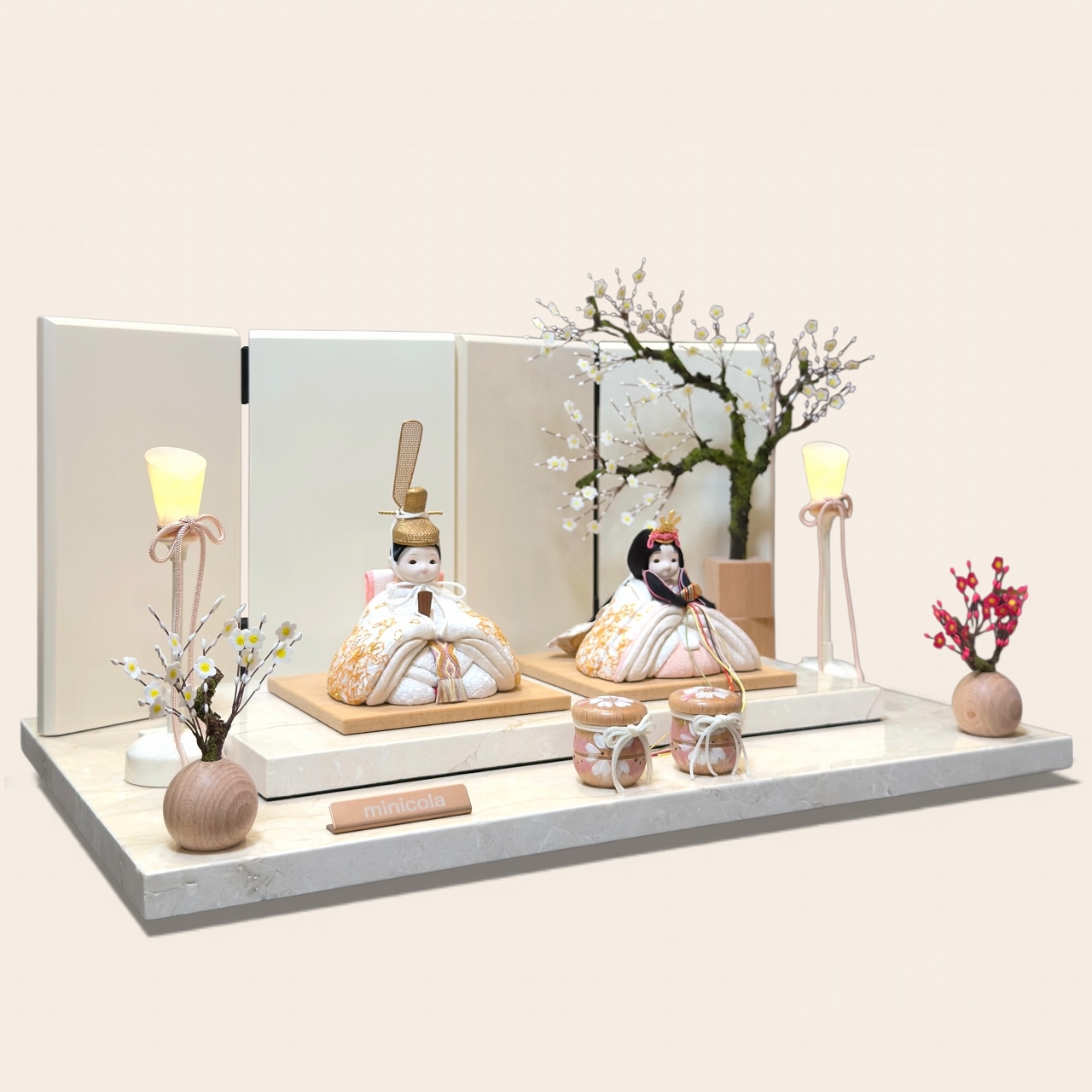 rico真愛（まな）木目込み親王飾り雛人形 マーブルレクタステップ台