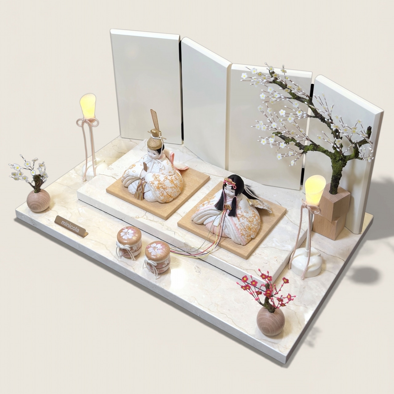 rico真愛（まな）木目込み親王飾り雛人形 マーブルレクタステップ台