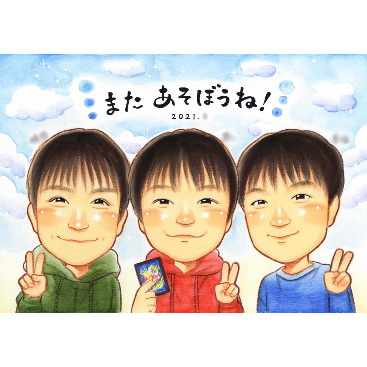 Himawari1213 似顔絵ギフト制作 感動のサプライズギフト 家族の絆を似顔絵色紙に 家族の絆を