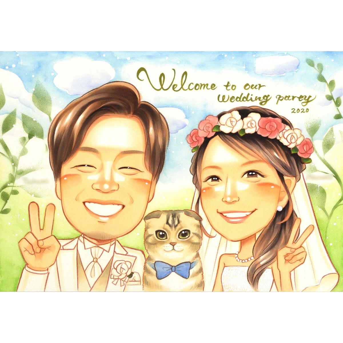 結婚式の二次会にも使えるウェルカムボード似顔絵 きよら 結婚式