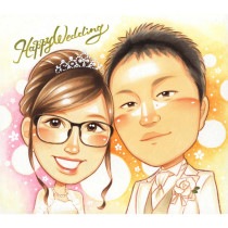 永遠の思い出に残る 結婚式ウェルカムボード用似顔絵ギフト 新郎新婦のウェディング似顔絵 愛と感謝を込めた特別な贈り物 結婚式のサンクスボード用似顔絵ギフト お二人の幸せを表現する特別なアイテム ウェデ