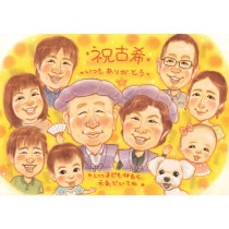 古希70歳の節目に相応しい、心温まる似顔絵の贈り物。豊富なオプションで、贈る方の気持ちを込めた特別なプレゼントに。喜びと感動が蘇る、一生に一度のお祝いに最適な贈り物です。|さね太