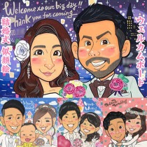 結婚式を彩る、特別な似顔絵プレゼント。大切な日の特別な贈り物 引っ越し 米寿 古希 敬老の日 結婚記念日 白寿 定年 金婚式 感謝 色紙 真珠婚式 卒業 喜寿 母の日 結婚祝い 大人数 結婚30周年 