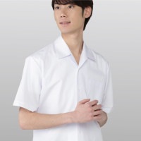 スクールシャツ（半袖/開襟シャツ/左胸ポケット/ 白/形態安定/消臭防臭/男）