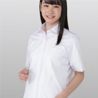 スクールシャツ（女子/半袖/丸衿/ブラウス/形態安定/白/左胸ポケット）