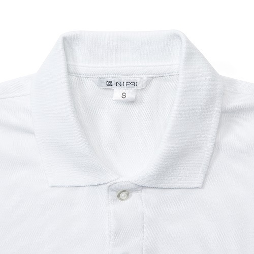 長袖ポロシャツ（白/110-150/SS-5L/綿65%/ポリエステル35%/男女兼用）