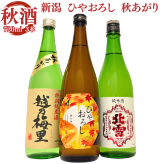 日本酒 ひやおろし 秋あがり 飲み比べセット 720ml 3本 吉乃川 梅里 北雪 冷や卸し 冷やおろし