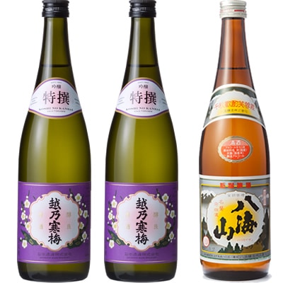 越乃寒梅 特撰 吟醸 720ml と 越乃寒梅 特撰 吟醸 720mlと八海山 720ml 