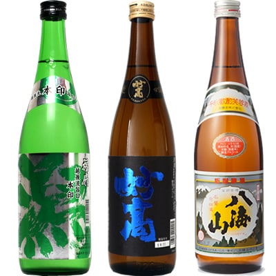 越後流旨口 潟 本醸造 720ml と 妙高 旨口四段 720mlと八海山 720ml 