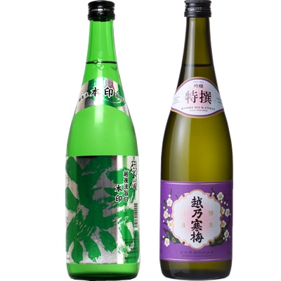 越後流旨口 潟 本醸造 720ml と 越乃寒梅 特撰 吟醸 720ml 