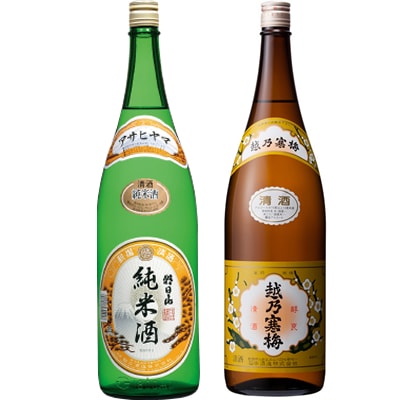 朝日山 純米酒 1.8Lと越乃寒梅 白ラベル 1.8L