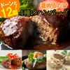 (産地直送)大容量！煮込みハンバーグ食べ比べ12個セット （冷凍）デミソース、和風おろしソース、トマトソース、ホワイトソース 1個170ｇ 4種×3個ずつ直火焼きのハンバーグを煮込みハンバーグにしまし