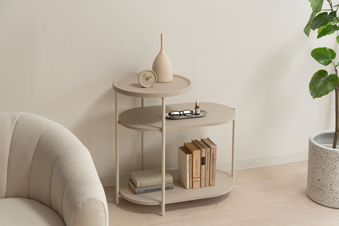 COUCOU 3段 ディスプレイ サイドテーブル｜リビング・ベッドサイド用