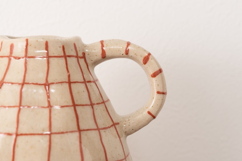 北欧感じる温かいぽってりフラワーベース/取っ手付き【２９センチ】