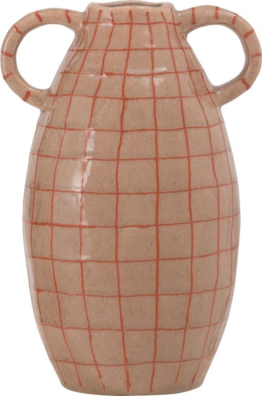 北欧感じる温かいぽってりフラワーベース/取っ手付き【２９センチ】