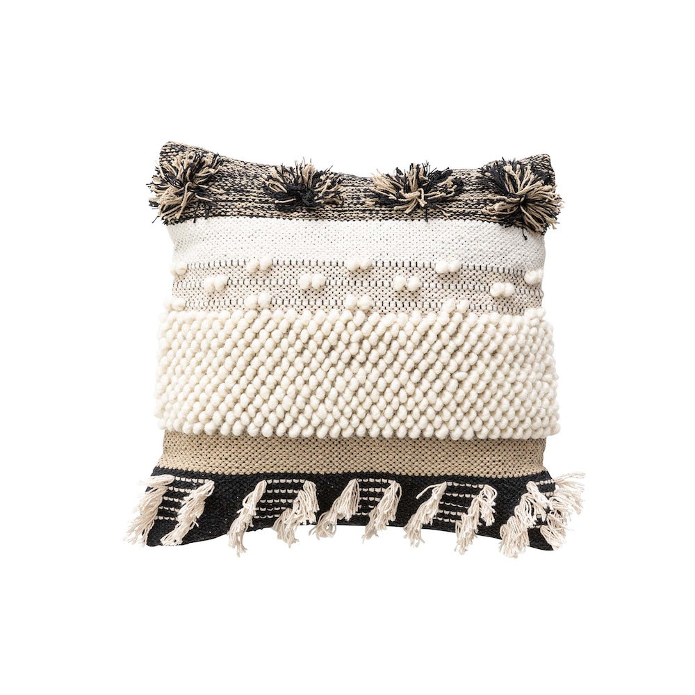 かわいい北欧風もこもこクッション 立体感のあるおしゃれ 45cm角 正方形 コットン 白(タイプC)