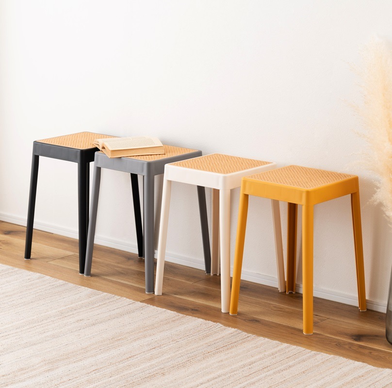 【送料無料】ラタン 4color かごめ編みの温かみのあるスタッキングチェア|46㎝|