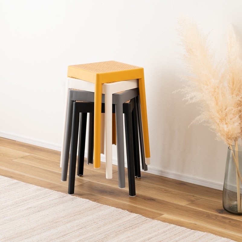 【送料無料】ラタン 4color かごめ編みの温かみのあるスタッキングチェア|46㎝|