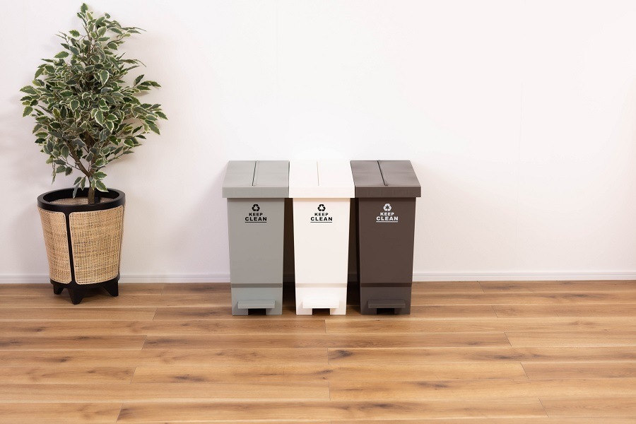 【送料無料】バタフライオープンダストボックス　３２L コンパクトゴミ箱　【ブラウン】