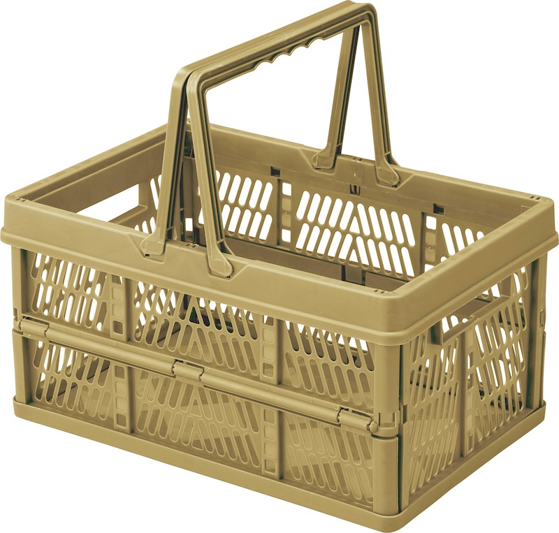 折りたたみバスケットハンドル付「スタッチボックス 」 積み重ね◎アウトドアや収納に♪S