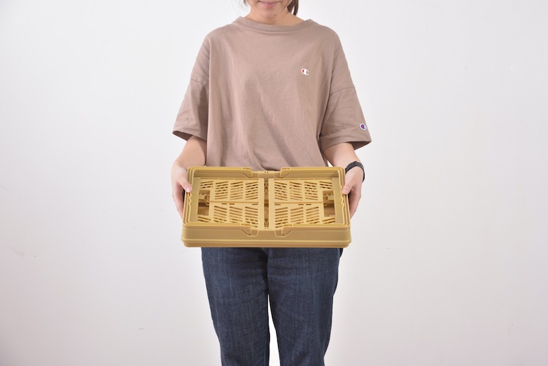 折りたたみバスケットハンドル付「スタッチボックス 」 積み重ね◎アウトドアや収納に♪S