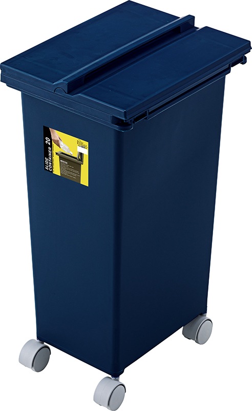 【スライドコンテナ 20】スライド式のフタやキャスター付きの落ち着いたアースカラーのダストボックス・ゴミ箱