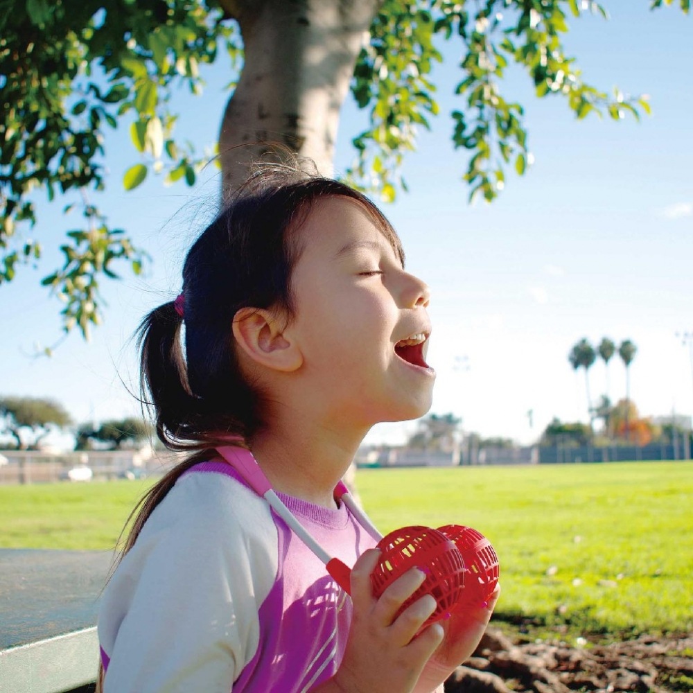 親子ペアのおしゃれな携帯用扇風機　SPICE OF LIFE ダブルファン ハンズフリー ファミリーセット ピンク